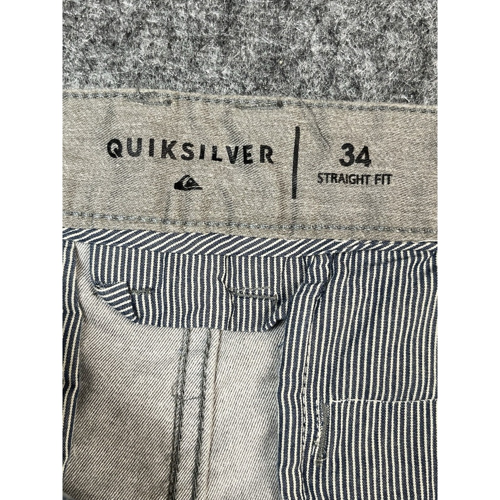 Quiksilver Chino Shorts Casual Gray Cotton‎ Blend 34 Surf Skate Performance New